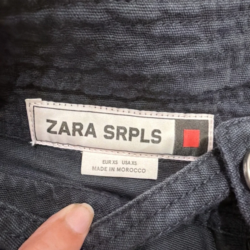 Zara SRPLS Women Cargo Crop Button Pants Black XS